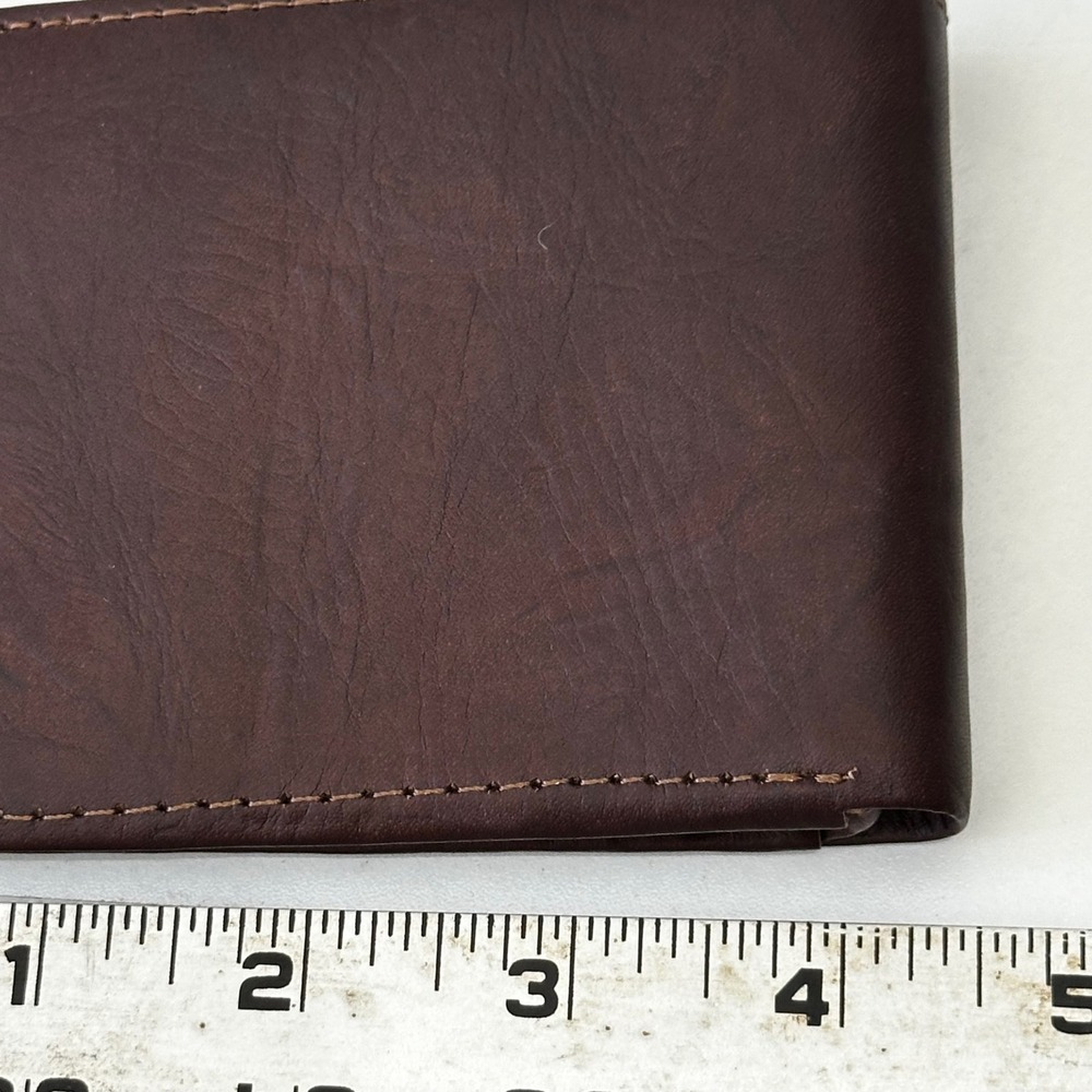 Handmade Leather Bifold Wallet Mens Rustic Chocolate Brown Artisan Nicaragua - Picture 6 of 7